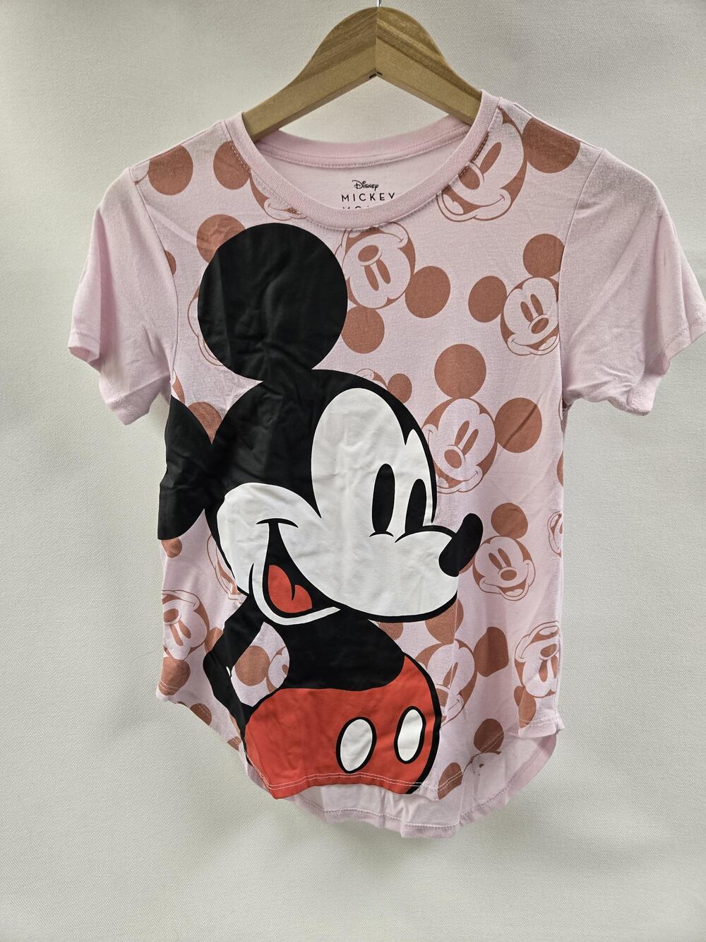 Disney Mickey Mouse Shirt Youth Small Pink Cartoon Graphic Tee Kids 3-5 Years